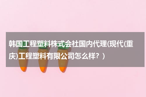 韩国工程塑料株式会社国内代理(现代(重庆)工程塑料有限公司怎么样？)